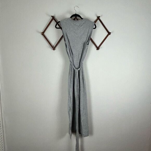 VINCE Cotton Sleeveless Wrap Midi Dress Heather Gray Size Medium EUC J318 - Picture 6 of 6